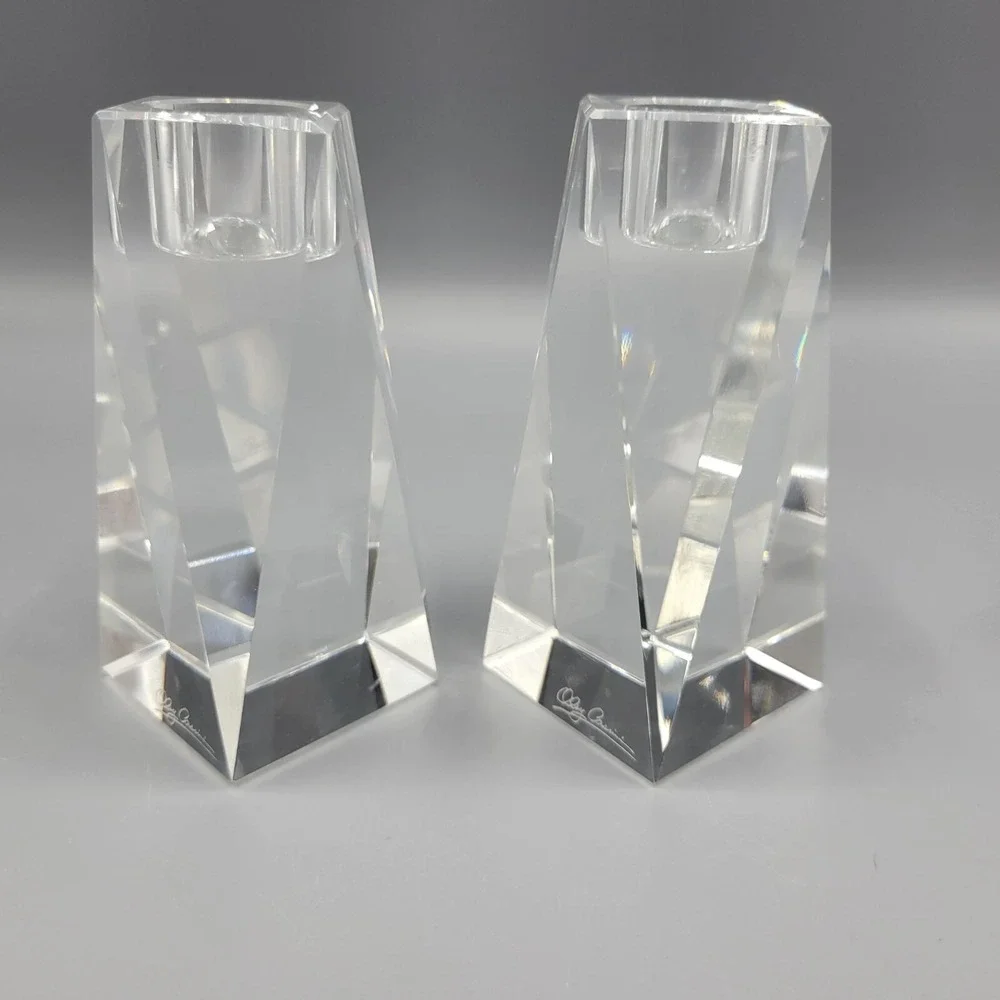 Oleg Cassini Crystal Candlestick Set Of 2 Brigitte 4